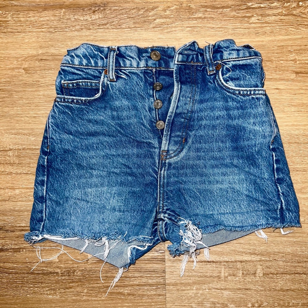 Reformation | Reformation Blue Jean Shorts with Distressed Hem